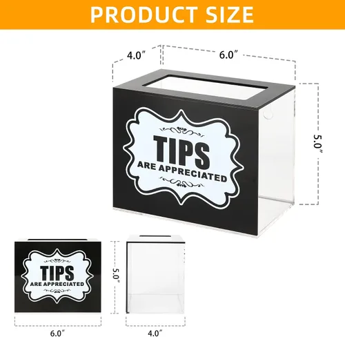 Miniatura 4 de CiaoHER Caja de sugerencias de donación de tarros de colección de puntas acrílicas para contenedor de almacenamiento de dinero
