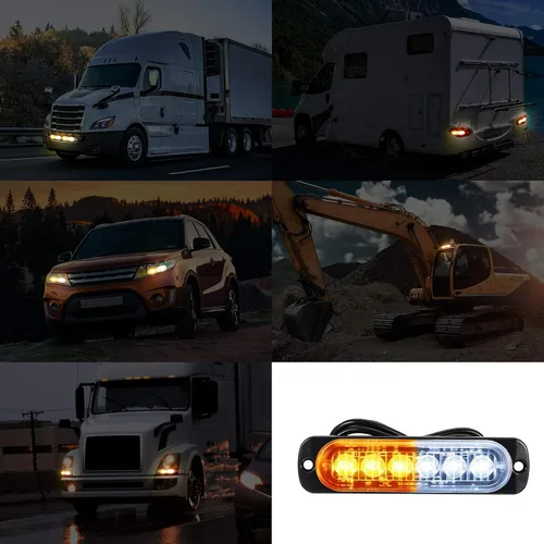 Miniatura 7 de Frienda 12 luces LED estroboscópicas ámbar 6 LED de advertencia de seguridad intermitente luz de rejilla cabeza de emergencia luces de advertencia