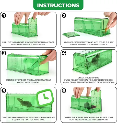 Miniatura 4 de Trampa Humana para Ratones Paquete de 2 - No Mata - Trampas para Ratones Vivos para Interiores para Uso Doméstico - Trampas Reutilizables