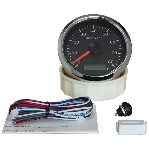 Miniatura 4 de ELING Motor de gasolina de 3.346 in, impermeable, calibre de tacómetro RPM, 0-8000 RPM, con medidor de horas ajustable y alarma RPM, con Negro