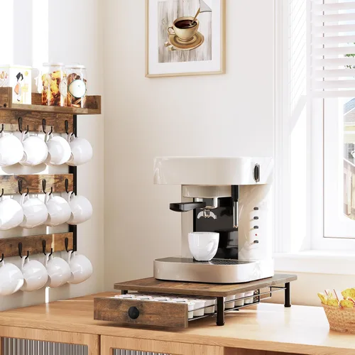 Miniatura 2 de YATINEY Soporte para cajones de cápsulas de café, cajón de cápsulas de café para taza K, organizador de almacenamiento de cápsulas de café de Rustic