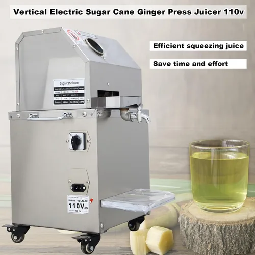 Miniatura 2 de Exprimidor de caña de azúcar, prensa eléctrica de caña de azúcar, prensa vertical de jengibre, extractor de jugo de caña de azúcar, 3 rodillos