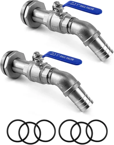 Miniatura 10 de QWORK Grifo de tambor para tambor de acero y plástico de 55 galones, grifo de barril de acero inoxidable de 2 pulgadas con salida de 90 grados 3/4 1