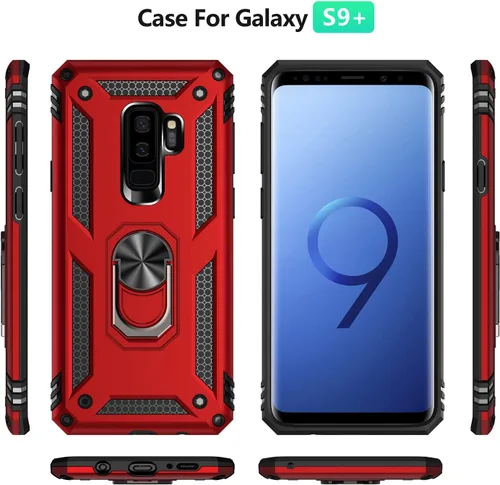 Miniatura 9 de Funda de grado militar para Samsung Galaxy S9 Plus 360 con anillo giratorio de metal con soporte magnético para montaje en automóvil, protección Azul