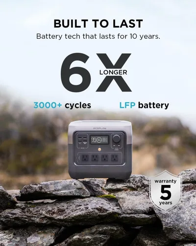 Miniatura 5 de EF ECOFLOW Estación de energía portátil RIVER 2 Pro, batería LiFePO4 de 768 Wh, carga rápida de 70 minutos, 4 salidas de CA de 800 W