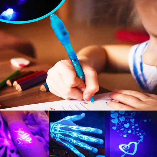 Miniatura 6 de VOVRU Bolígrafo de tinta invisible, 24 unidades, bolígrafo espía con luz UV, marcador mágico para mensajes secretos y fiestas de cumpleaños