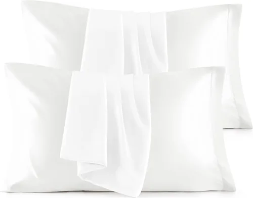 Miniatura 37 de Bedsure Paquete de 2 fundas de almohada de satén similares a las fundas de almohada de seda tamaño estándar, funda de almohada para mujeres que 01