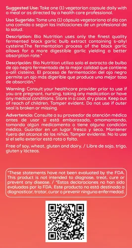 Miniatura 4 de Bio Nutrition Ajo Negro Fermentado, 60 Cápsulas Vegetarianas