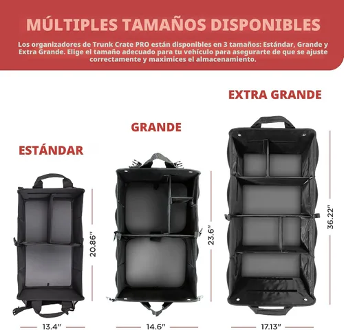 Miniatura 6 de Caja organizadora portátil retráctil de varios compartimentos de primera calidad TrunkCratePro para autos, SUV, camiones, minivans, Negro