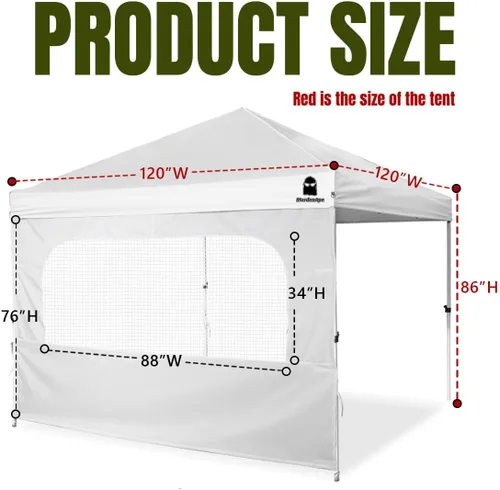 Miniatura 6 de Pared lateral con ventana para toldo desplegable de 10 x 10 pulgadas, toldo instantáneo, 1 paquete (10 x 10 pulgadas, blanco)