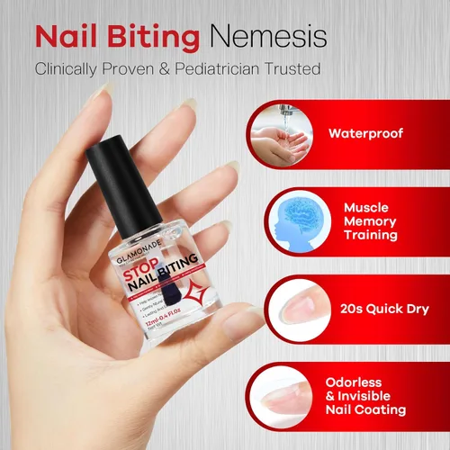 Miniatura 6 de Glamonade Prevención de mordeduras de uñas para niños: 0.4 fl oz de esmalte de uñas extra amargo sin mordeduras, disuasorio de succión de pulgar 48H