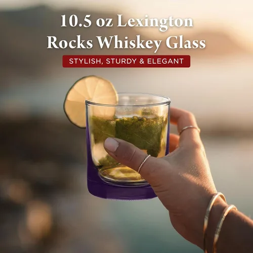 Miniatura 4 de DISCOUNT PROMOS Lexington Rocks Vaso de Whisky 10.5 oz, Juego de 12, Paquete a Granel - Perfecto para Scotch, Bourbon, Whisky, Cóctel - Morado