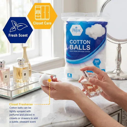 Miniatura 8 de MED PRIDE Bolas de algodón, 300 unidades, 100% algodón puro, ultra suaves y altamente absorbentes, no estériles multiusos bolas de algodón