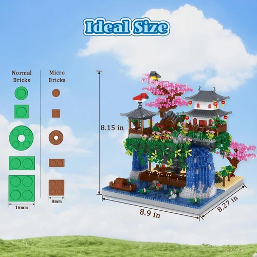 Miniatura 3 de Juego de construcción de árbol de cerezo en flor, bloques de arquitectura china, juego de casa Sakura japonesa, juego de bonsái para adultos, regalo