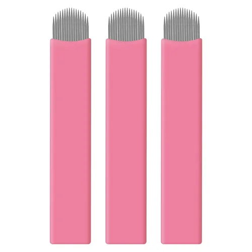 50 cuchillas de microblading desechables rosadas, microcuchillas de 0.006 in, nanoagujas perfectas para trazos de cabello, cejas, agujas más finas