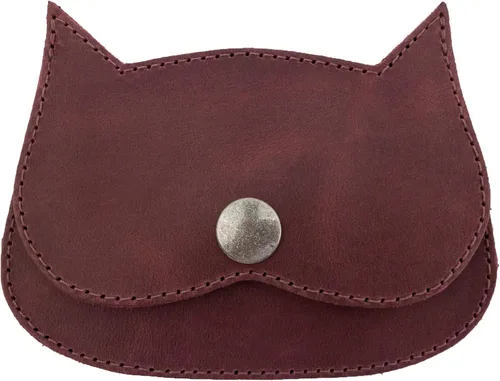 Miniatura 43 de Hide & Drink, Cartera en forma de gato, bolsa para monedas, soporte para dinero, accesorio de viaje, cuero de grano completo, hecho a mano, Negro