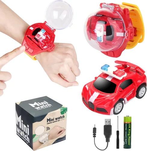 Miniatura 7 de Tomatong Juguetes de Reloj de Coche con Control Remoto con Luz LED, Mini Coches de Carreras de 2.4 GHz Juguete de Muñeca para Niños, Coche Pequeño