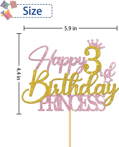 Miniatura 2 de Decoración para pastel de princesa de primer cumpleaños, suministros para pastel de primer cumpleaños para niña, decoraciones de fiesta
