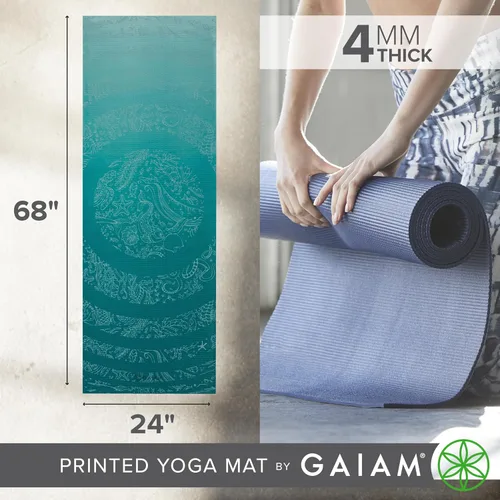 Miniatura 6 de Gaiam - Tapete de yoga con estampado, antideslizante para ejercicio y fitness para todo tipo de yoga, pilates y ejercicios en el suelo Bajo el mar