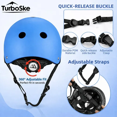 Miniatura 3 de Casco de patineta, casco BMX, casco multideporte, casco de bicicleta para niños, jóvenes, hombres, mujeres Azul