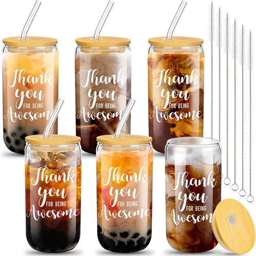 Miniatura 10 de Juego de 6 vasos de vidrio de agradecimiento a los empleados, regalos de agradecimiento a granel para compañeros de trabajo, personal de oficina