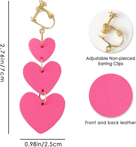 Miniatura 4 de Aretes de clip para mujer, aretes colgantes de cuero con clip para mujer, aretes sin perforaciones