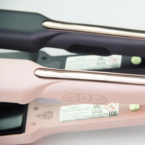 Miniatura 8 de Heysam Plancha de pelo y rizador 2 en 1, plancha de pelo portátil de doble voltaje, plancha plana de cerámica de titanio de 1.6 pulgadas