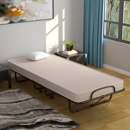 Miniatura 3 de GORELAX Cama plegable individual con colchón de 4 pulgadas para adultos, juego de cama portátil pequeño con marco de cama de metal, cama plegable