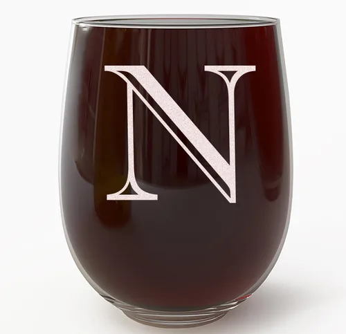 Miniatura 27 de Copa de vino grabada con monograma de 17 onzas sin tallo (letra A) A-Z, regalos personalizados para mujeres, copas de vino personalizadas, regalo