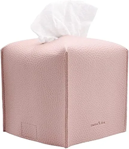 Funda Portacajas de Pañuelos, Cuadrada con Correa Inferior por Carrot's Den - Organizador Decorativo de Cuero PU para Mesa, Baño, Automóvil, Oficina