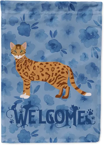 Miniatura 80 de Caroline's Treasures CK4813CHF - Bandera de bienvenida con gato abisinio azul, manga grande, para porche, para colgar en la pared, poliéster
