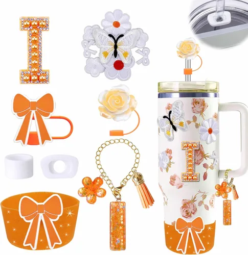 Miniatura 8 de 15 piezas de set de accesorios para vaso Stanley Cup 30oz 40oz con asa, incluye cubierta de pajita de silicona y bota, encanto de asa, encantos