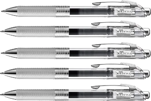 Pentel Energel Infree Bolígrafo de Gel de Tinta Líquida 0,5mm, Punta de Aguja, Tinta Negra, Juego de 5 Bolígrafos (Importado de Japón)