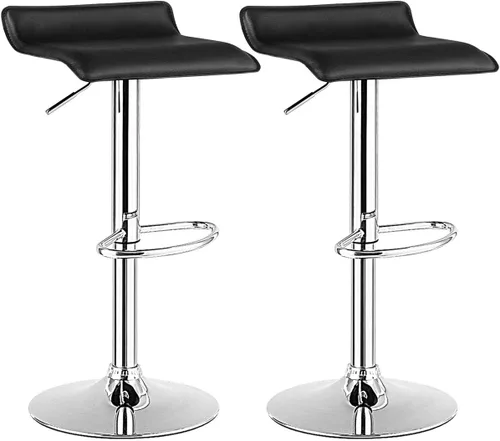 COSTWAY Juego de 2 taburetes de bar, modernos taburetes de bar giratorios contemporáneos con altura ajustable, reposapiés, sillas de bar hidráulicas