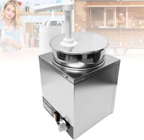 Miniatura 8 de Dispensador de queso nacho con bomba, calentador de temperatura ajustable, chocolate caliente comercial, calentador eléctrico de mantequilla de maní