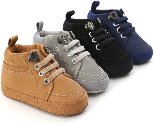 Miniatura 2 de Meckior - Tenis tipo botín para niños y niñas pequeños de 1 a 3 años con suela suave antideslizante de cuero sintético Mocasines para bebés recién