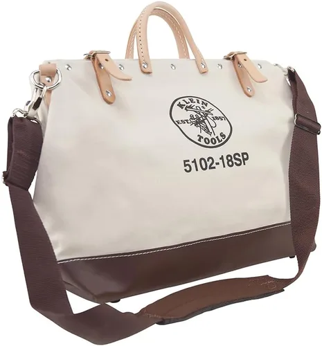 Miniatura 10 de Bolso de lujo para herramientas Klein Tools de lona, hecha de lona natural con compartimentos interiores y correa para el hombro desenganchable