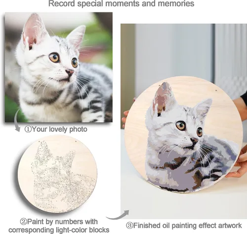 Miniatura 3 de TEXTURE OF DREAMS Kit de pintura personalizada por números para adultos, pintura acrílica, pintura al óleo sobre madera redonda y circular de 12