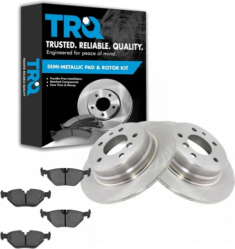 Miniatura 47 de TRQ Juego de pastillas de freno semimetálicas traseras y rotores compatibles con Chevrolet Trailblazer 02-06 Trailblazer EXT 04-06 SSR 02-07 GMC