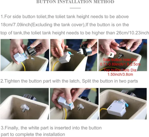 Miniatura 5 de Kit de reemplazo de válvula de llenado de retrete con válvula de drenaje doble separada para inodoro blanco con junta