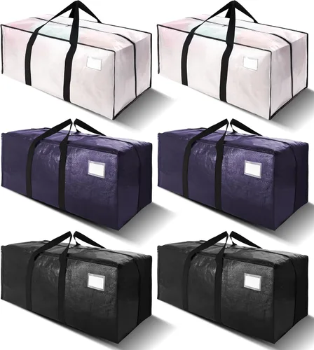 Miniatura 11 de VELVETSURE - Bolsas de almacenamiento extragrandes y de alta resistencia para mudanza, con asas y cremalleras, correas de mochila, asas grandes