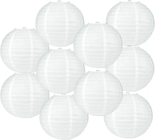 10 linternas de papel blanco chinas, japonesas, decorativas, redondas, colgantes, de 12 pulgadas, para San Valentín, aniversario, boda, graduación,