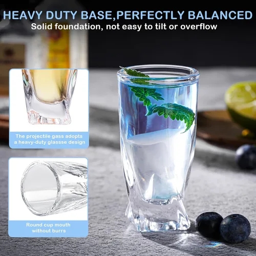 Miniatura 3 de Juego de 28 vasos de chupito a granel con base pesada, vasos de whisky de 1.3 onzas, vasos de bebidas espirituosas, juego de vasos de tequila, vasos