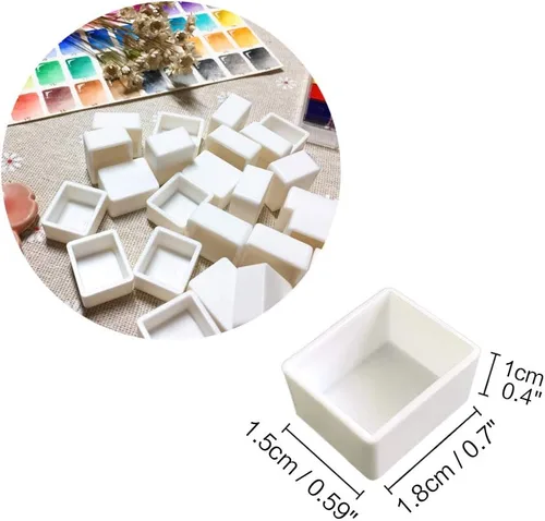 Miniatura 2 de Juego de 100 bandejas de acuarela con rayas magnéticas, de plástico blanco, vacío, para artistas, para bricolaje, acuarela, óleos o acrílicos