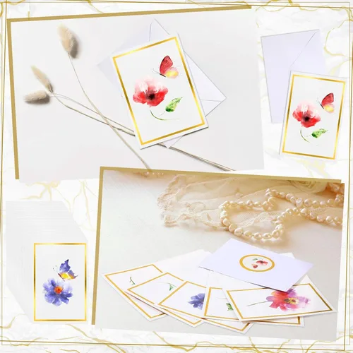 Miniatura 5 de Colarr 80 juegos de tarjetas florales en blanco a granel de 4 x 6 pulgadas, tarjetas de felicitación de flores silvestres de acuarela con sobres