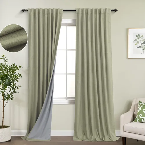 Miniatura 64 de KOUFALL - Cortinas de medio estilo francés de lino para ventana, juego de 2 cortinas cortas de 40 pulgadas de longitud, para privacidad, cortinas