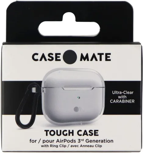 Miniatura 3 de Case-Mate Funda rígida con mosquetón negro para Apple AirPods (3ª generación), transparente