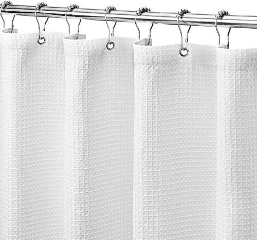 Miniatura 13 de MISS SELECTEX Cortina de ducha de tela lavable a máquina, clásica tela gruesa de punto gofre, duradera para baño, tela repelente al agua de alta