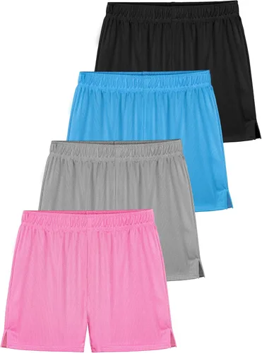 Resinta Pantalones cortos de malla atlética para niñas, baloncesto, fútbol, deportes activos, gimnasio, pantalones cortos para jóvenes y niños