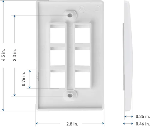 Miniatura 6 de [UL Listed] Cable Matters - Placa de pared en blanco para toma trapezoidal, Blanco